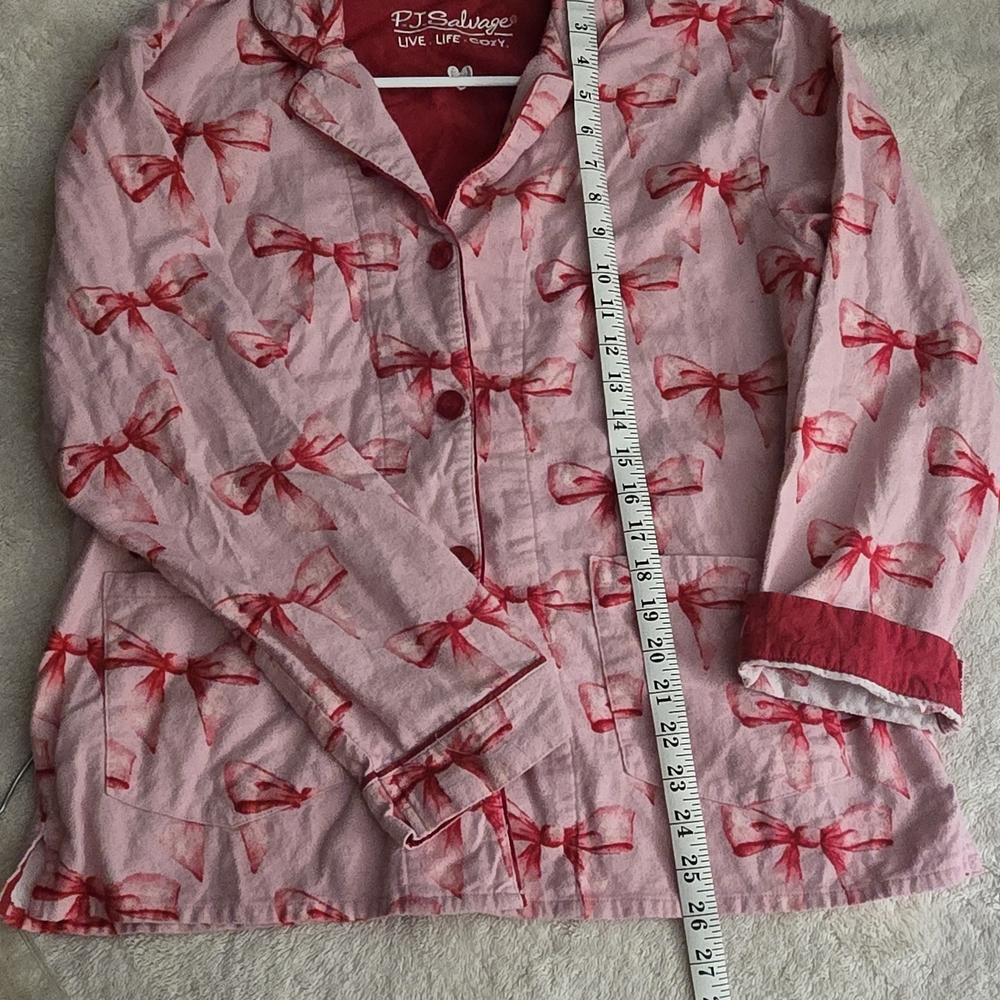 PJ Salvage Pink and Red Bow Pajama Set - Top Size Medium And Large For The Pants - Picture 9 of 11